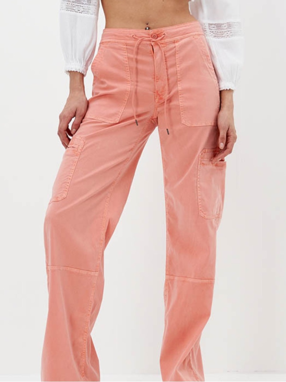 American Eagle Coral Baggy Wide Leg Cargo Pants Womens Size 0
